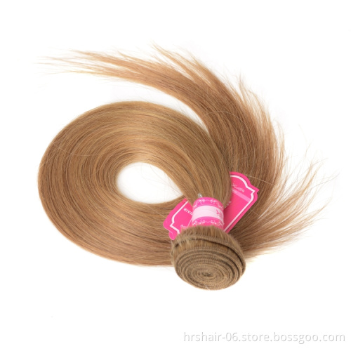 Color 27 Honey Blonde Brazilian Straight Hair 100% Human Hair Bundles  10-26 inch remy hair weft
